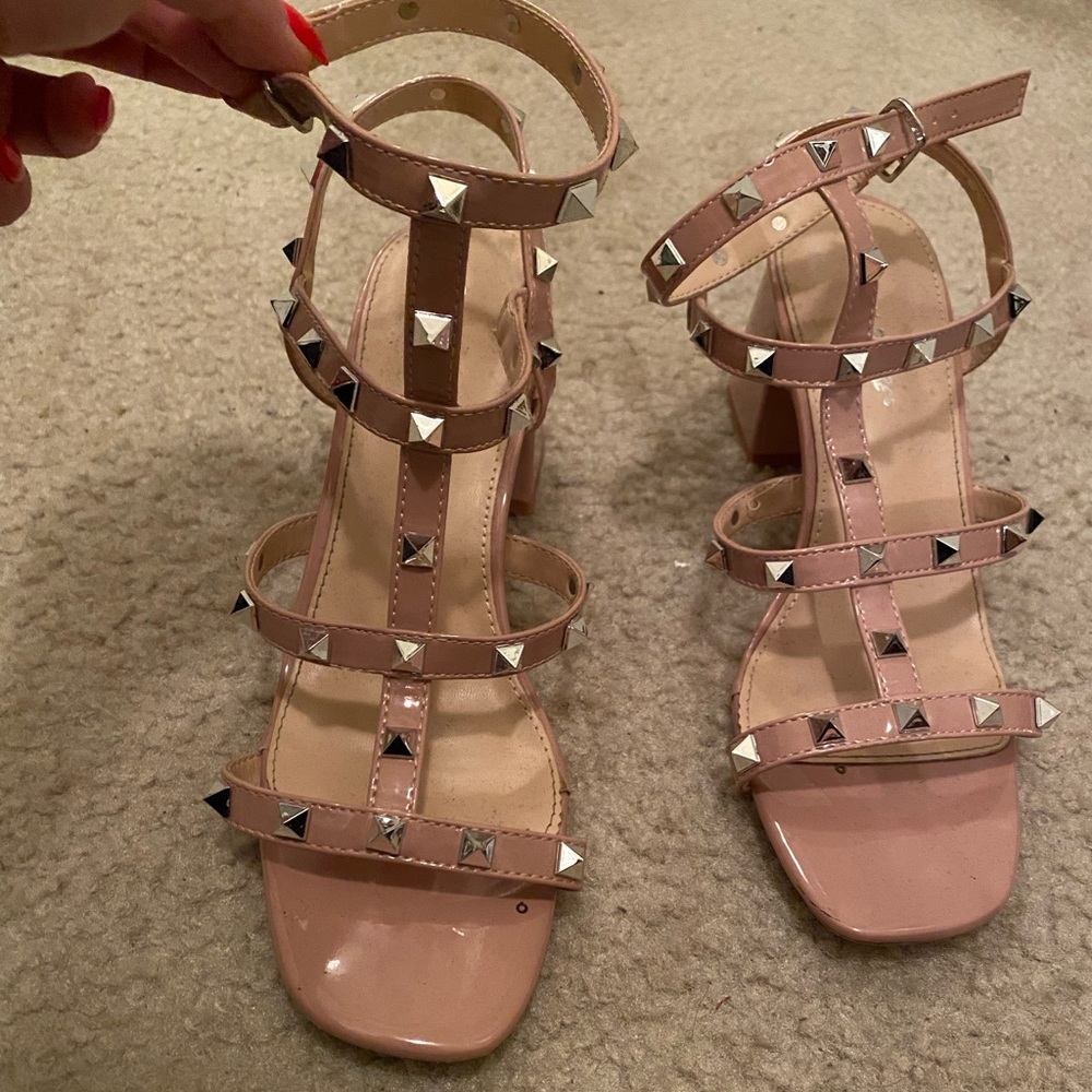 Public Desire Nude Studded Heels